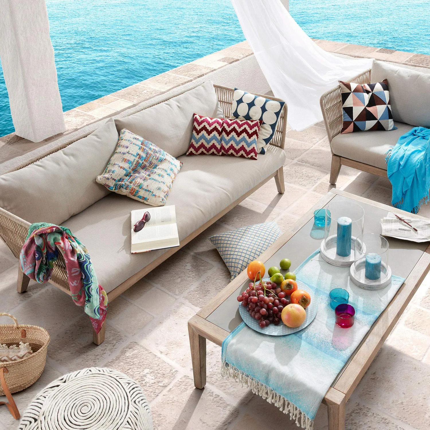 Kave Home Vetter Couchtisch 120x70 Zement Eukalyptus