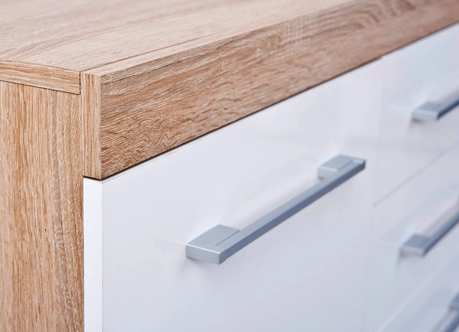 Inter Link Lublin 4 Sideboard 155 cm Eiche Weiß Hochglanz