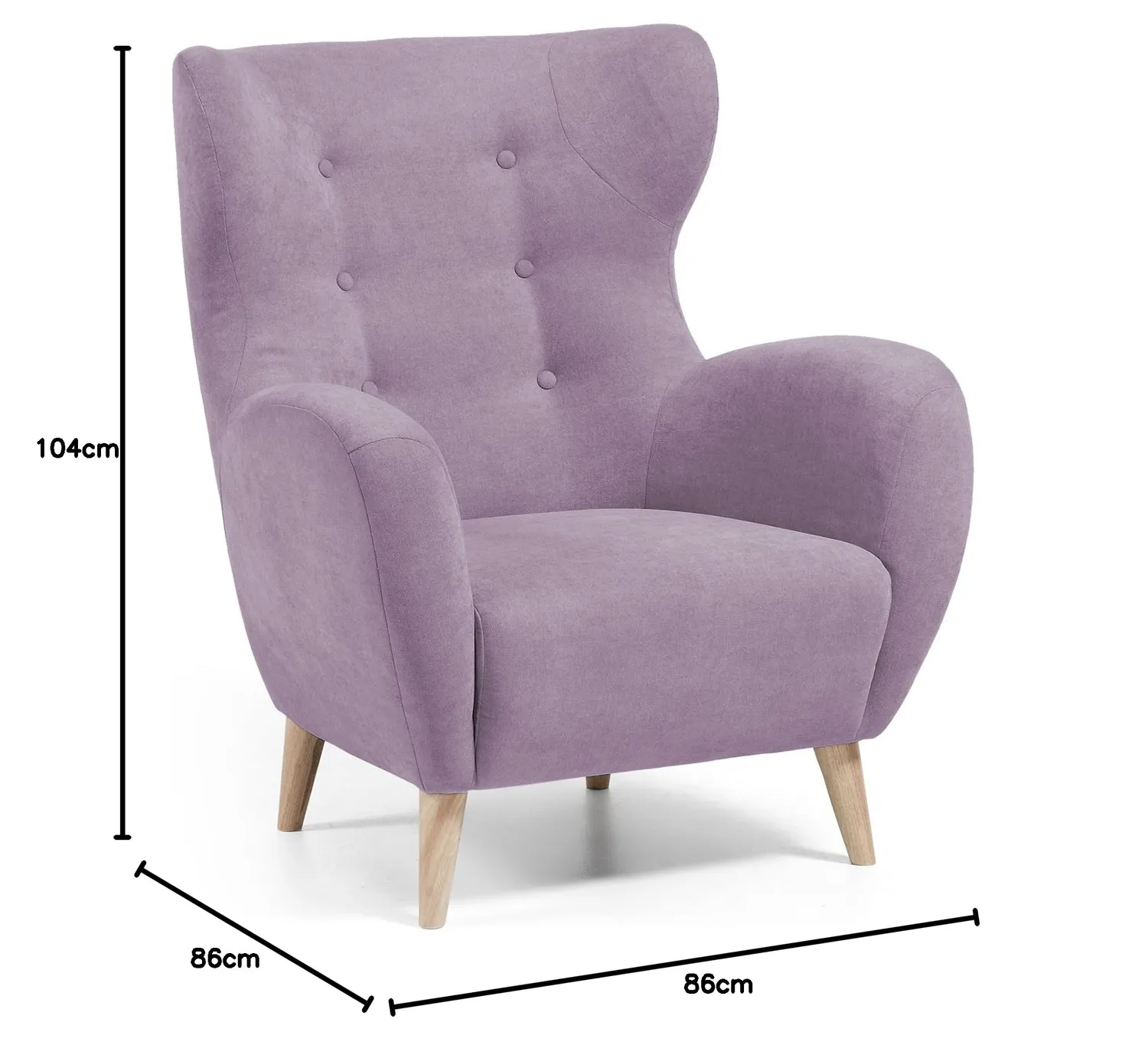 Kave Home MISS Sessel Stoff lila skandinavisch