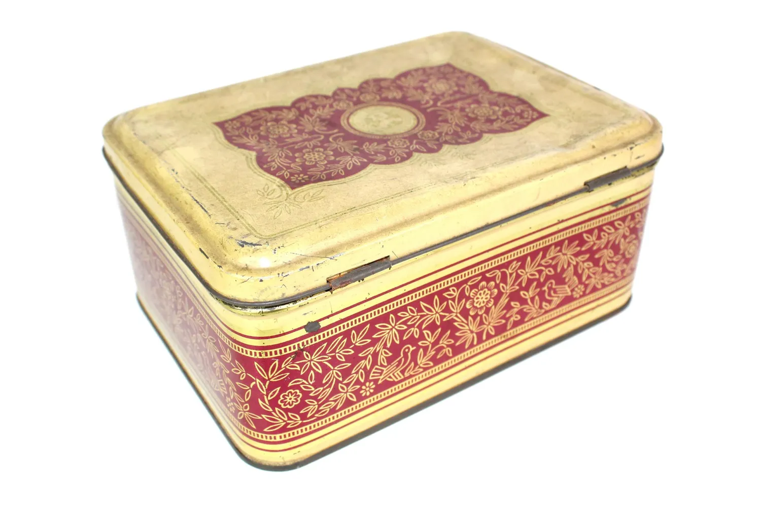 Mon Ami(e) Vintage Blechdose 1930 mit Deckel rot-gold