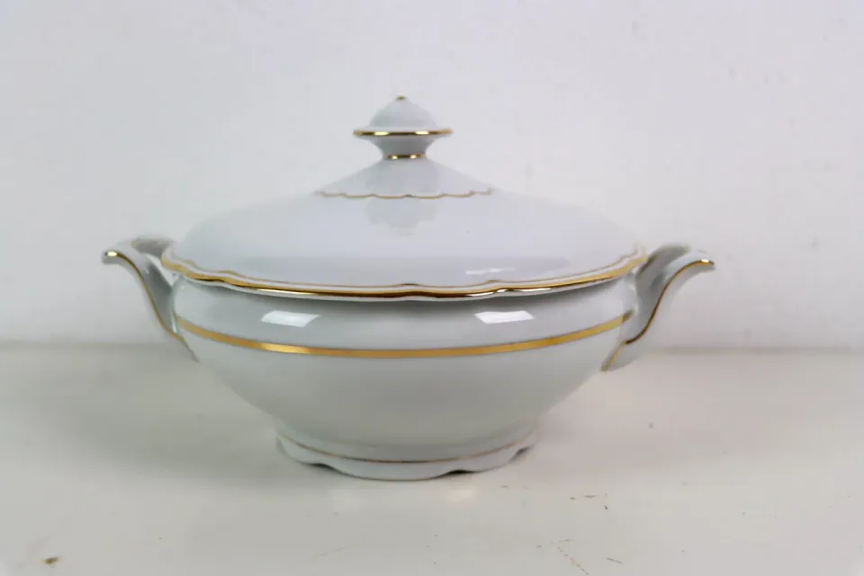 Mon Ami(e) Vintage Suppenterrine Goldrand Porzellan 18,5 cm