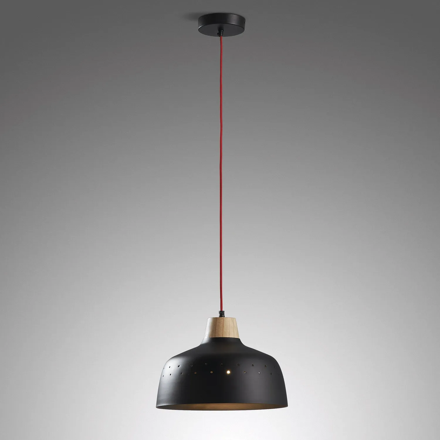 Kave Home Bits Pendelleuchte Schwarz Stahl Holz