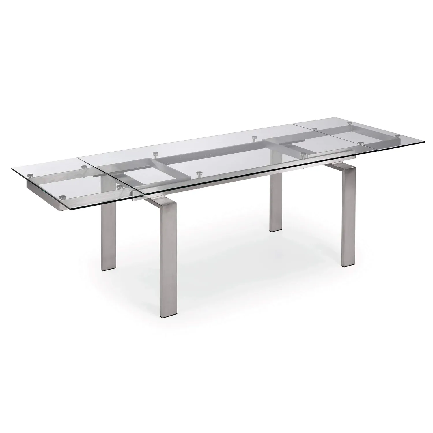 Kave Home Nara Ausziehtisch rechteckig aus Glas 160–240 cm
