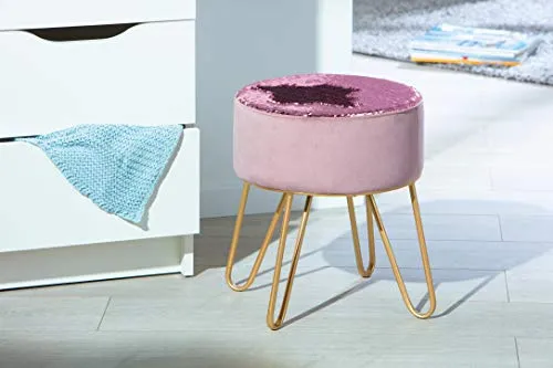 Inter Link Samtpouf Rosa 32,5 × 32,5 × 38 cm Pailletten
