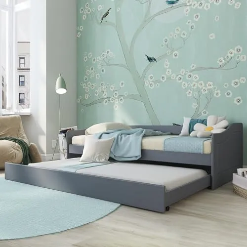 Inter Link Leonie 23 Funktionsbett 90x200 grau Holz