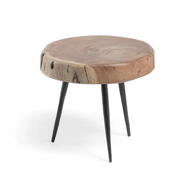 Kave Home Eider Beistelltisch Akazie Ø 33 cm schwarz