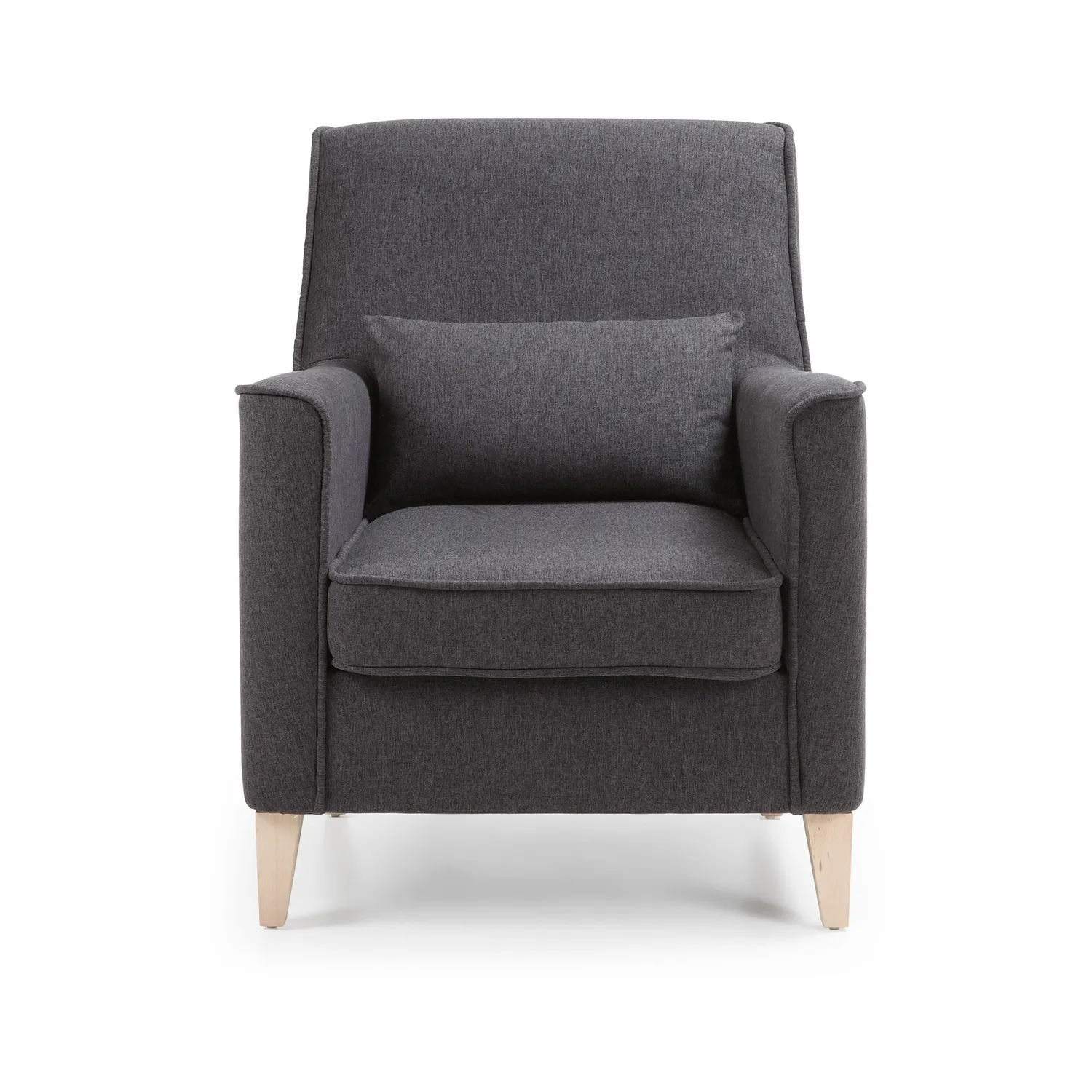 Kave Home Varese Sessel grau mit Kissen fleckenabweisend