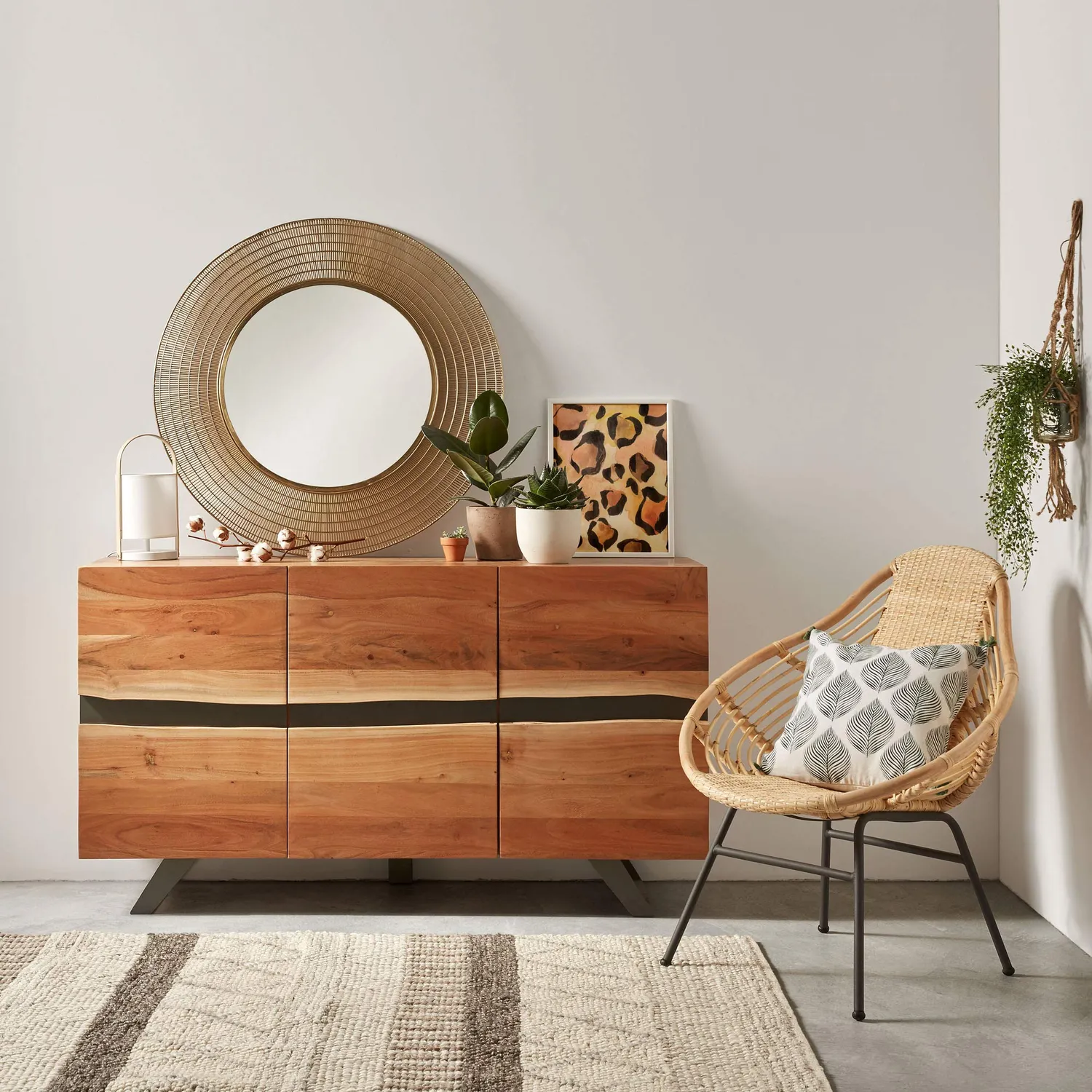 Kave Home Zayma Tischlampe Weiß Baumwolle E14
