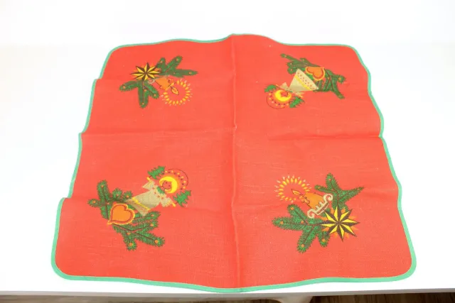 Mon Ami(e) Vintage Weihnachtsdecke rot Jute 60x60 cm Engel