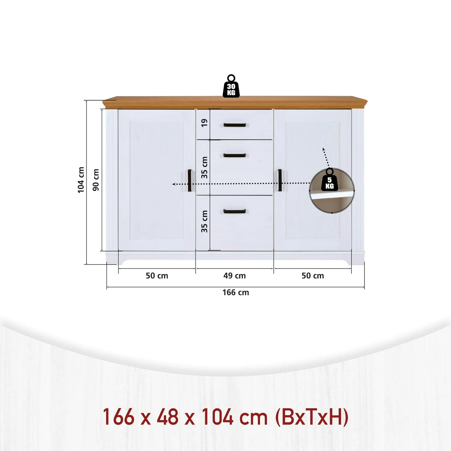 Inter Link Sideboard Kiefer massiv Kommode