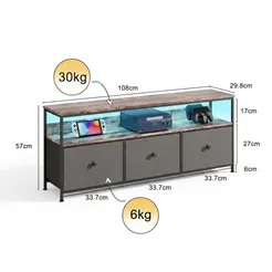 In And OutdoorMatch TV-Board LED Schwarz Stahlrahmen Schubladen