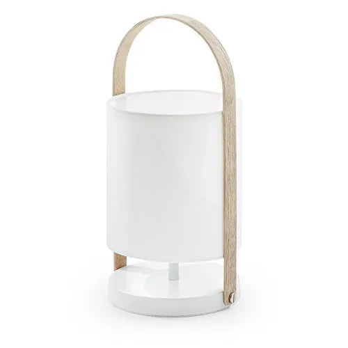 Kave Home Zayma Tischlampe Weiß Baumwolle E14