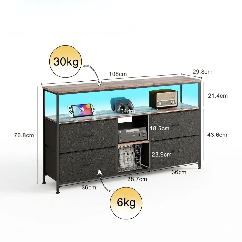In And OutdoorMatch TV-Schrank mit 4 Schubladen und LED