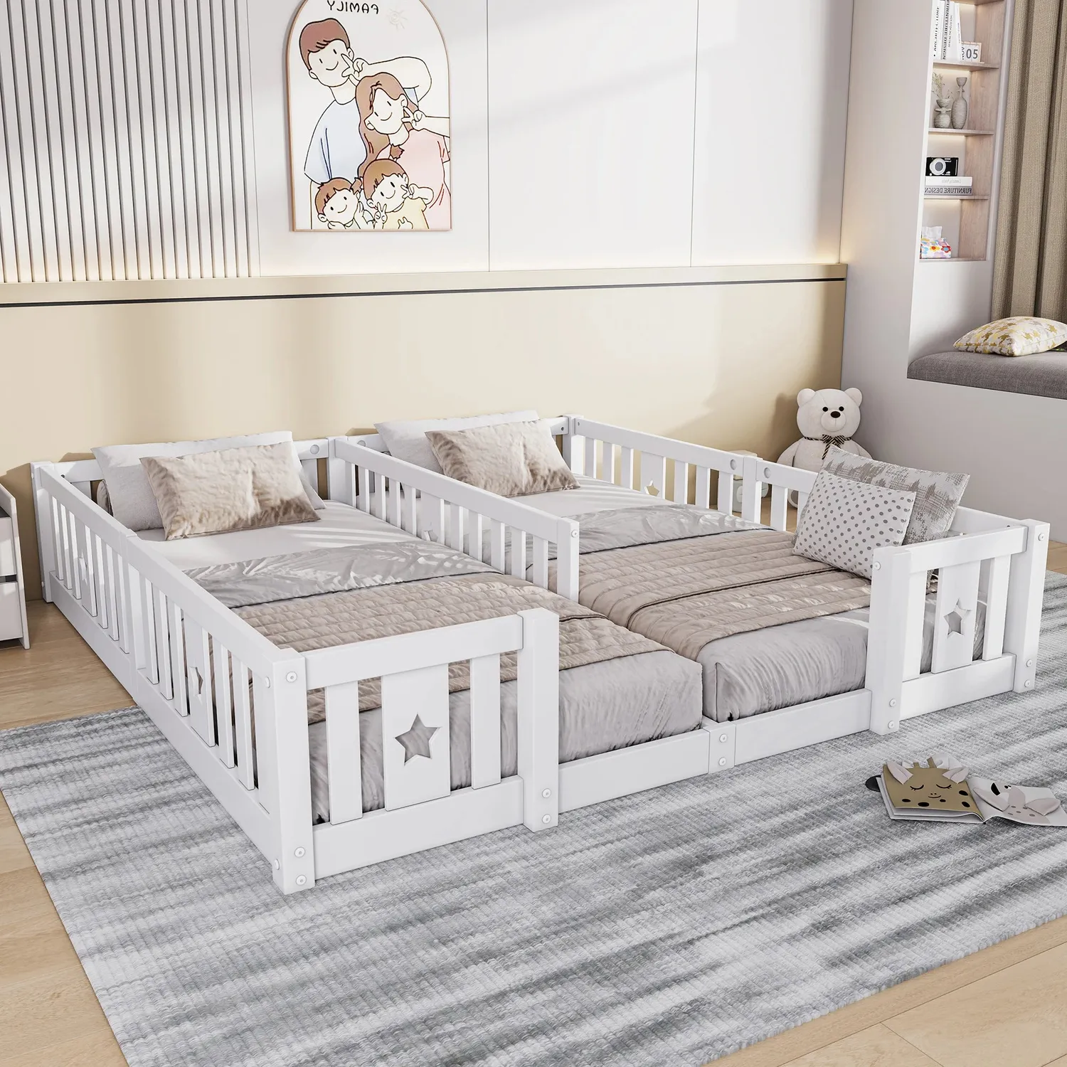 In And OutdoorMatch Kinder-Bodenbett Holz Rausfallschutz