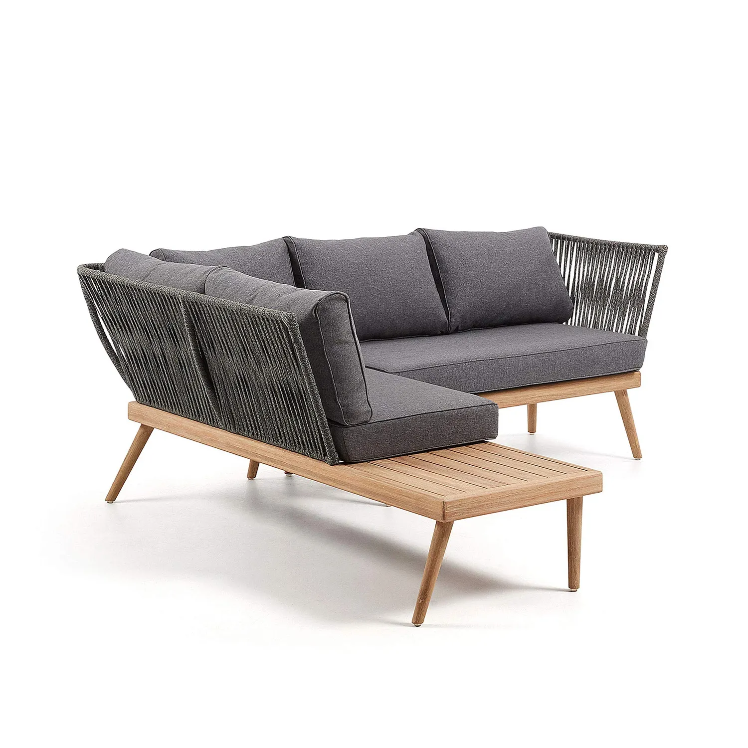 Kave Home Ramson Ecksofa grau Eukalyptusholz 5-Sitzer