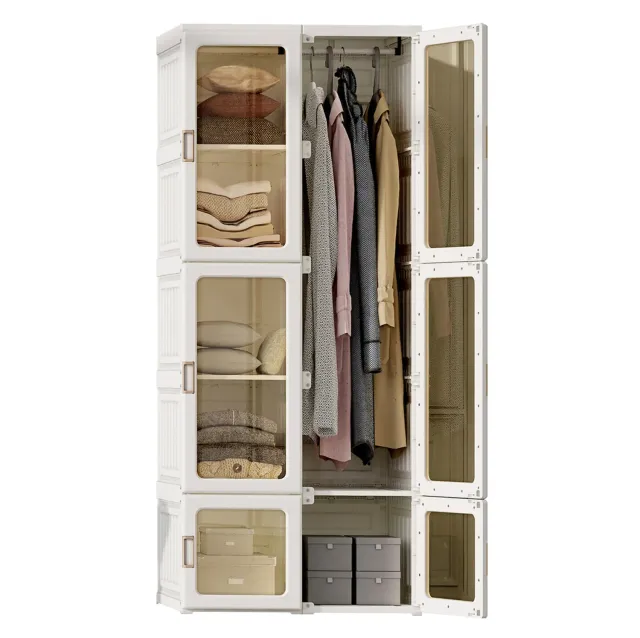 In And OutdoorMatch Faltschrank Weiß 69x50x170 cm 6 Türen