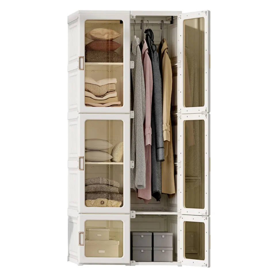 In And OutdoorMatch Faltschrank Weiß 69x50x170 cm 6 Türen