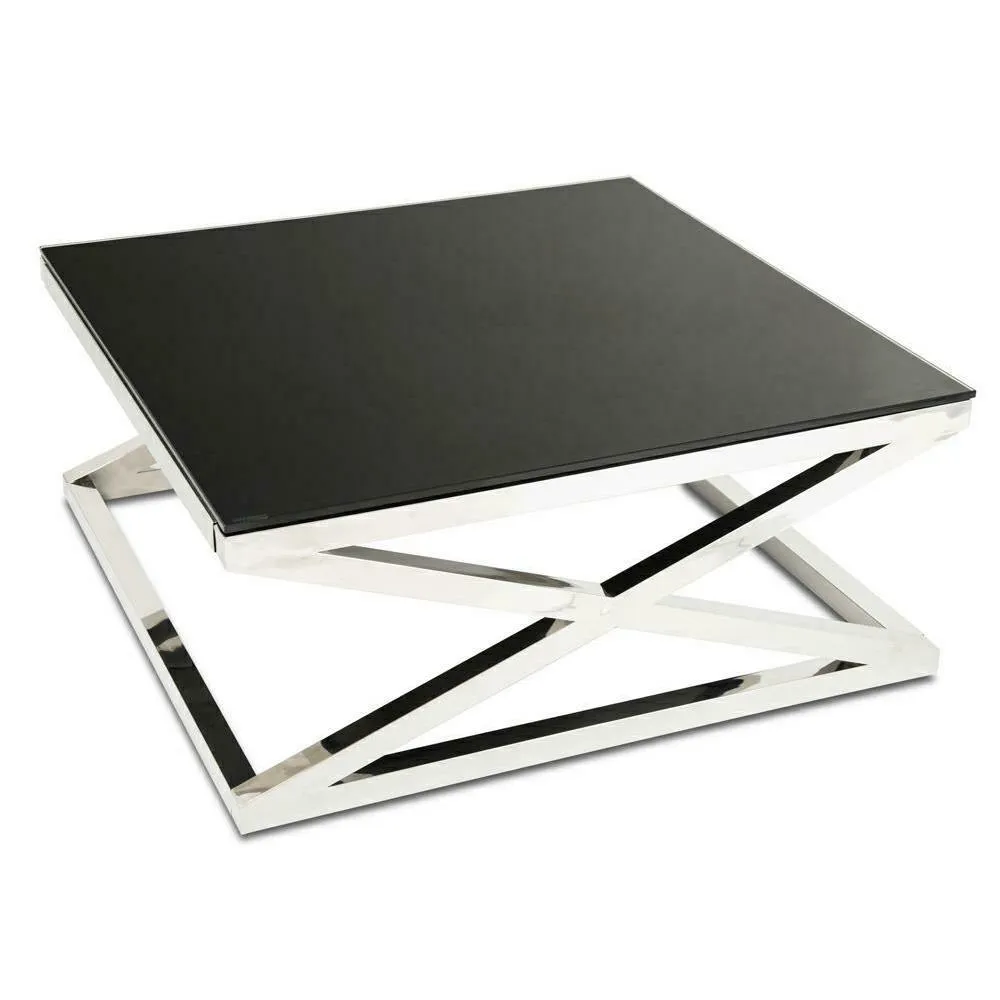 HOWHOMELY Saliba Beistelltisch Glas Edelstahl