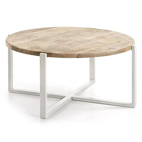 Kave Home Mawenzi Couchtisch Rund 90 cm Mango Weiß