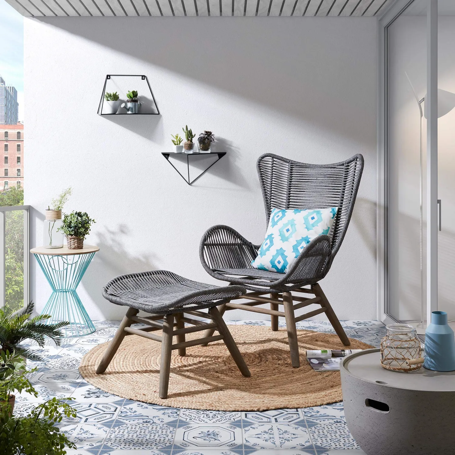 Kave Home Sari Beistelltisch Beton grau Ø58 cm