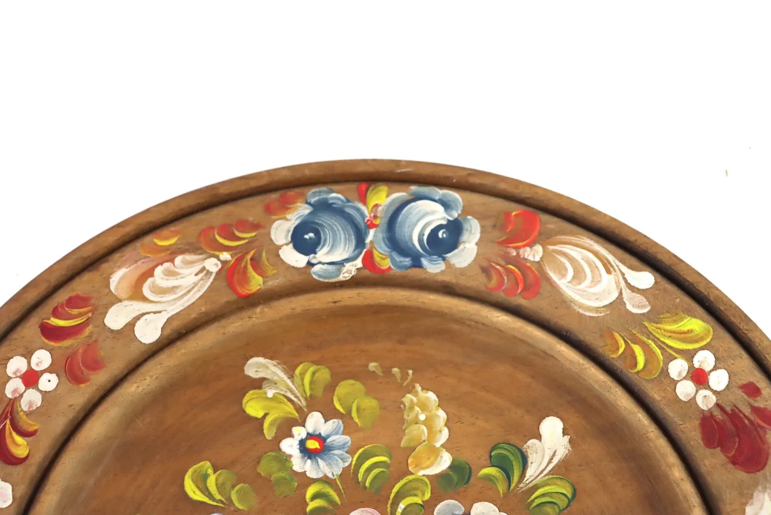 Mon Ami(e) Vintage Wandteller Holz 35 cm Blumenmotiv Handarbeit