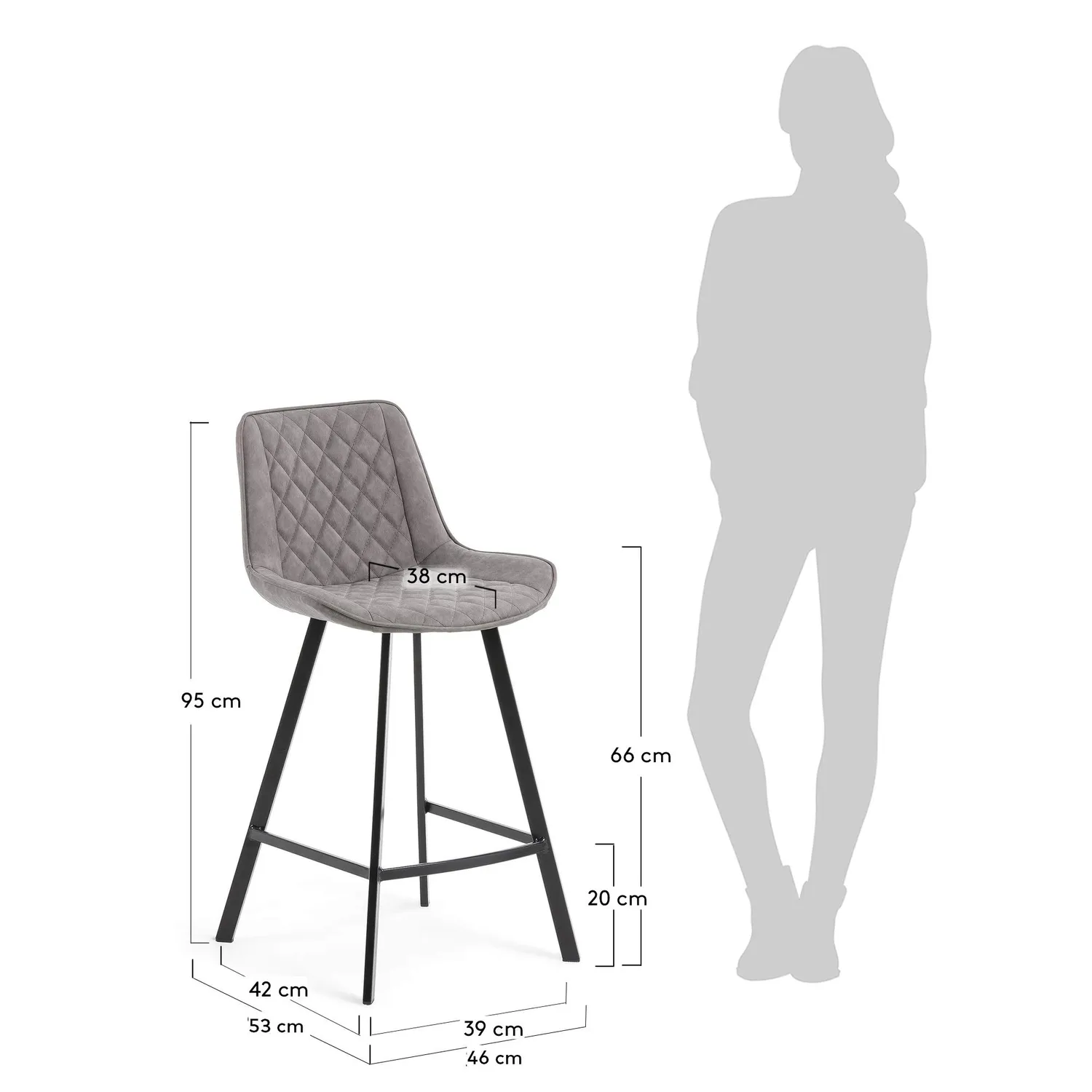 Kave Home Adela Barhocker 66 cm Taupe Kunstleder