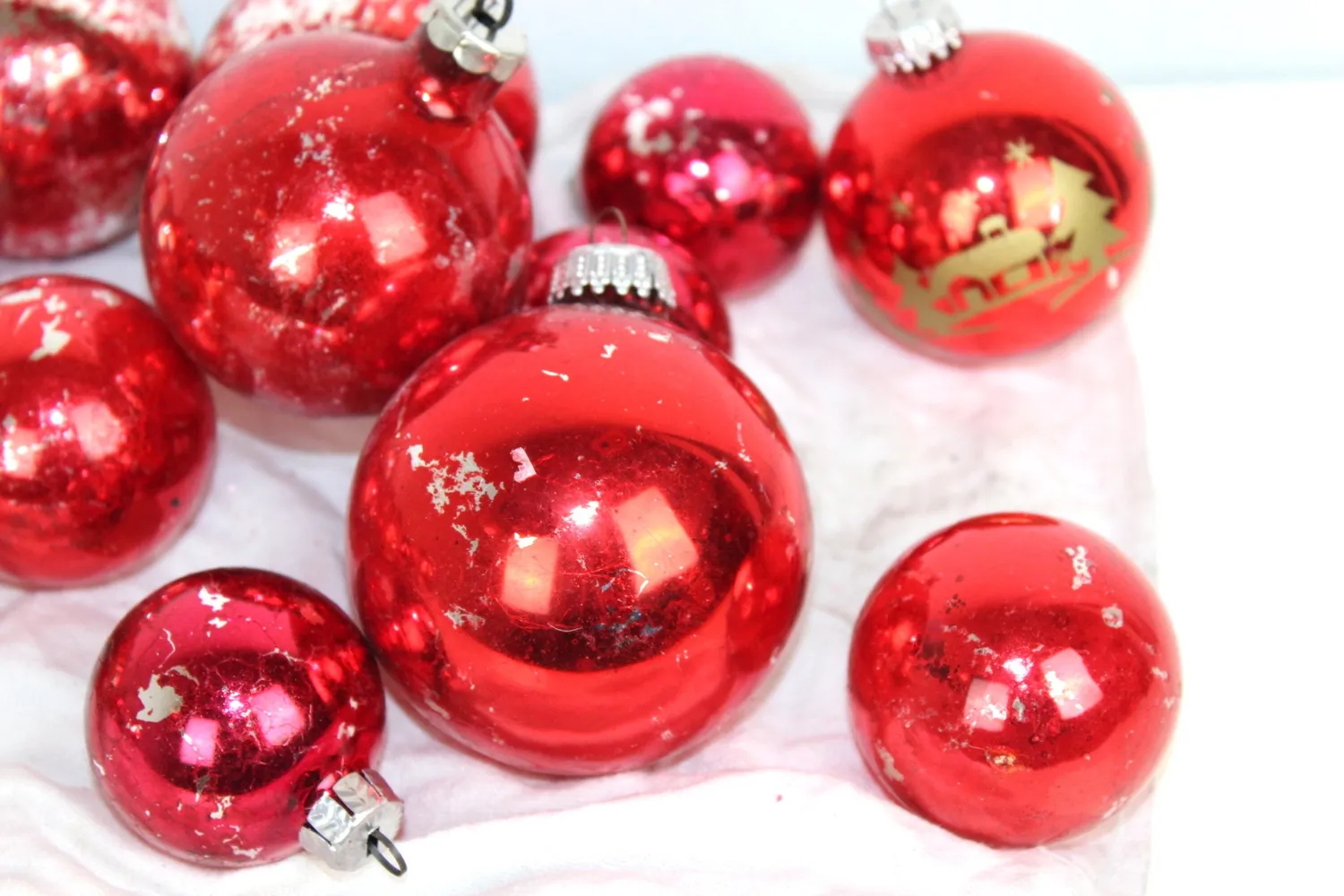 Mon Ami(e) Vintage Christbaumkugeln rot Glas 26 Stück Shabby