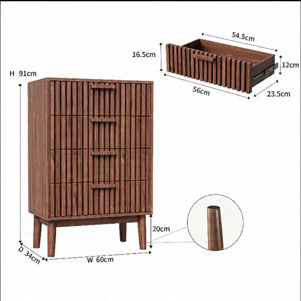 In And OutdoorMatch Holzkommode 4 Schubladen Holzlook 60 cm