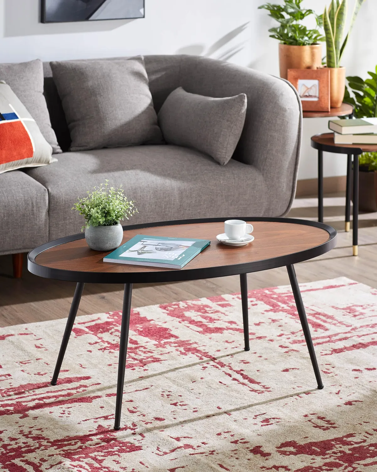 Kave Home Kinsley Couchtisch 102x56 cm Walnuss Schwarz