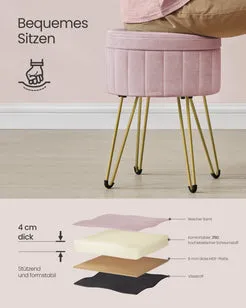 In And OutdoorMatch Sitzpouf mit Stauraum Samt Metallbeine