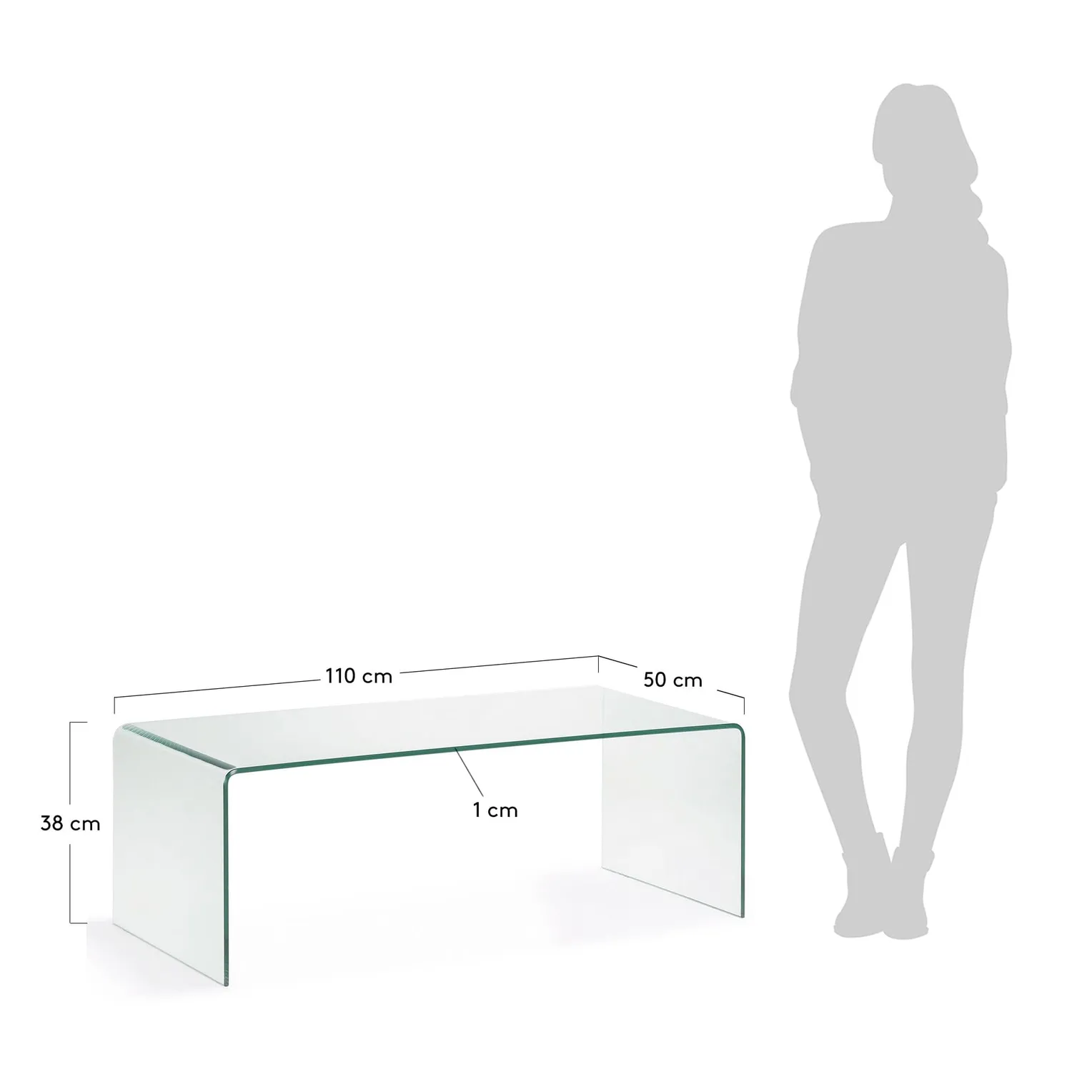 Kave Home LA Forma Bonisiolo Couchtisch 110×50 cm Hartglas