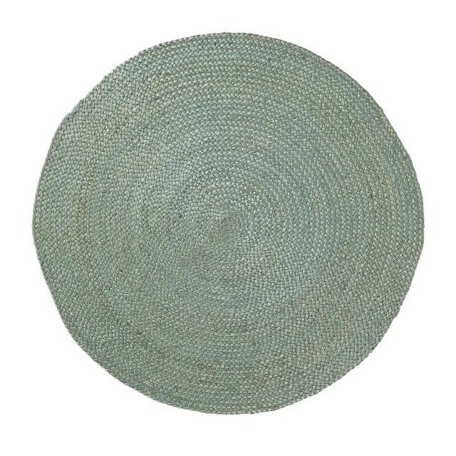 Kave Home Doc Teppich rund blau Jute