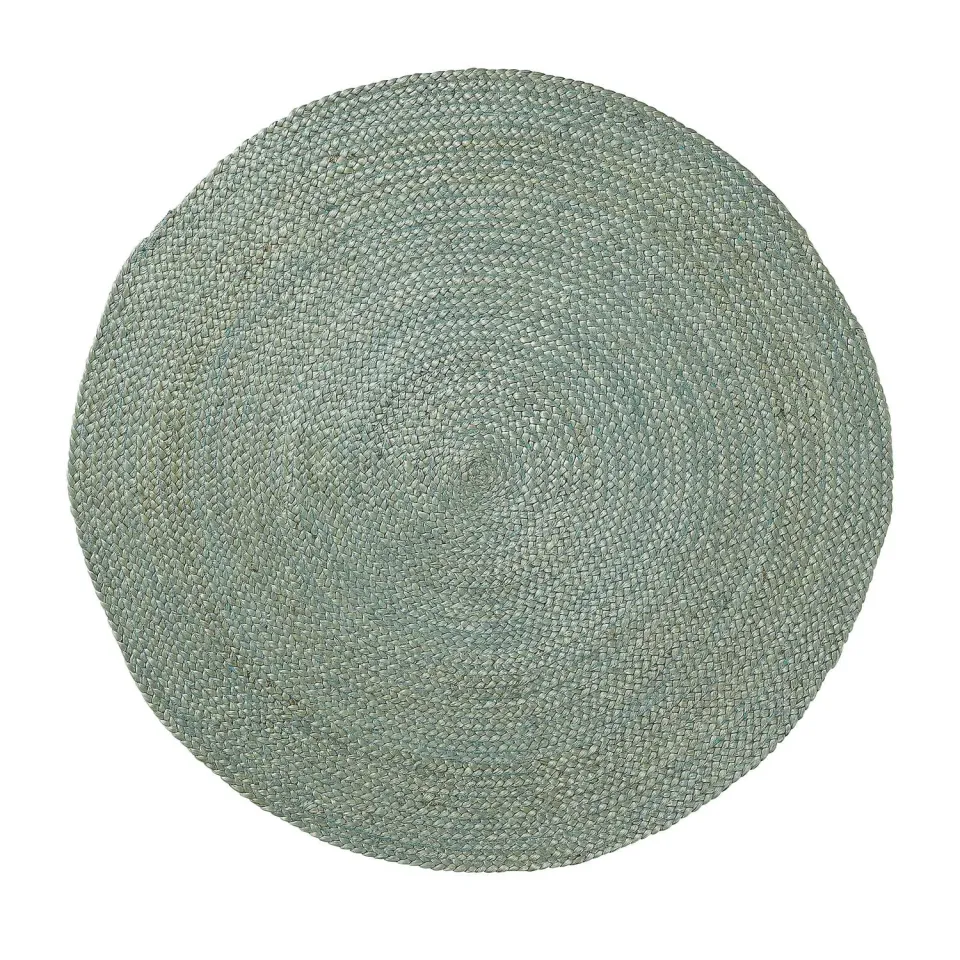Kave Home Doc Teppich rund blau Jute