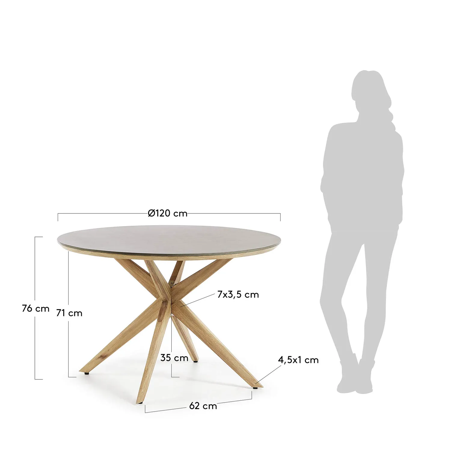Kave Home Juliette Esstisch rund 120 cm grau