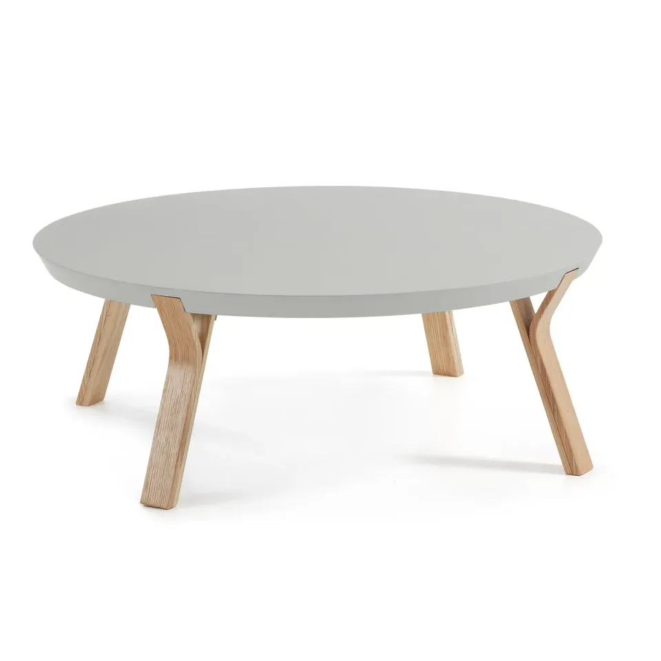 Kave Home Dilos Couchtisch grau rund 90 cm Esche