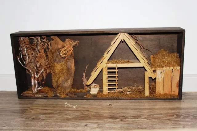 Mon Ami(e) Vintage Krippe im Holzrahmen Handarbeit Holz