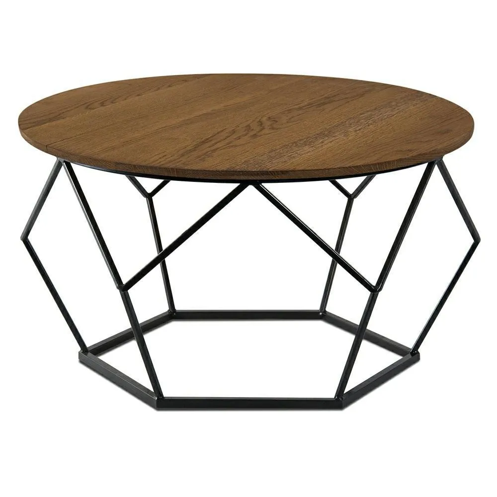 HOWHOMELY OakLoft Beistelltisch Eiche Metall Loft
