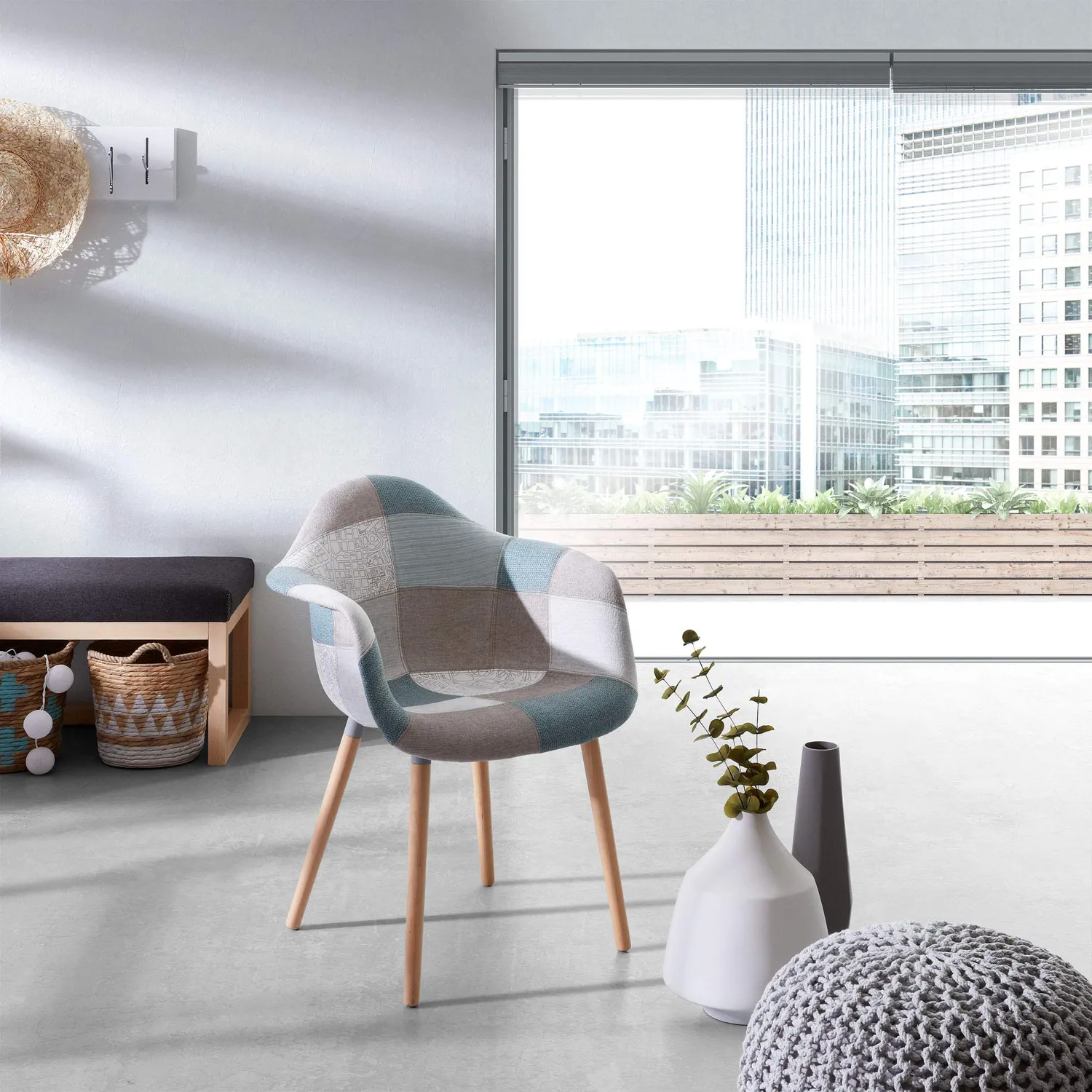 Kave Home Kevya Esszimmerstuhl Patchwork