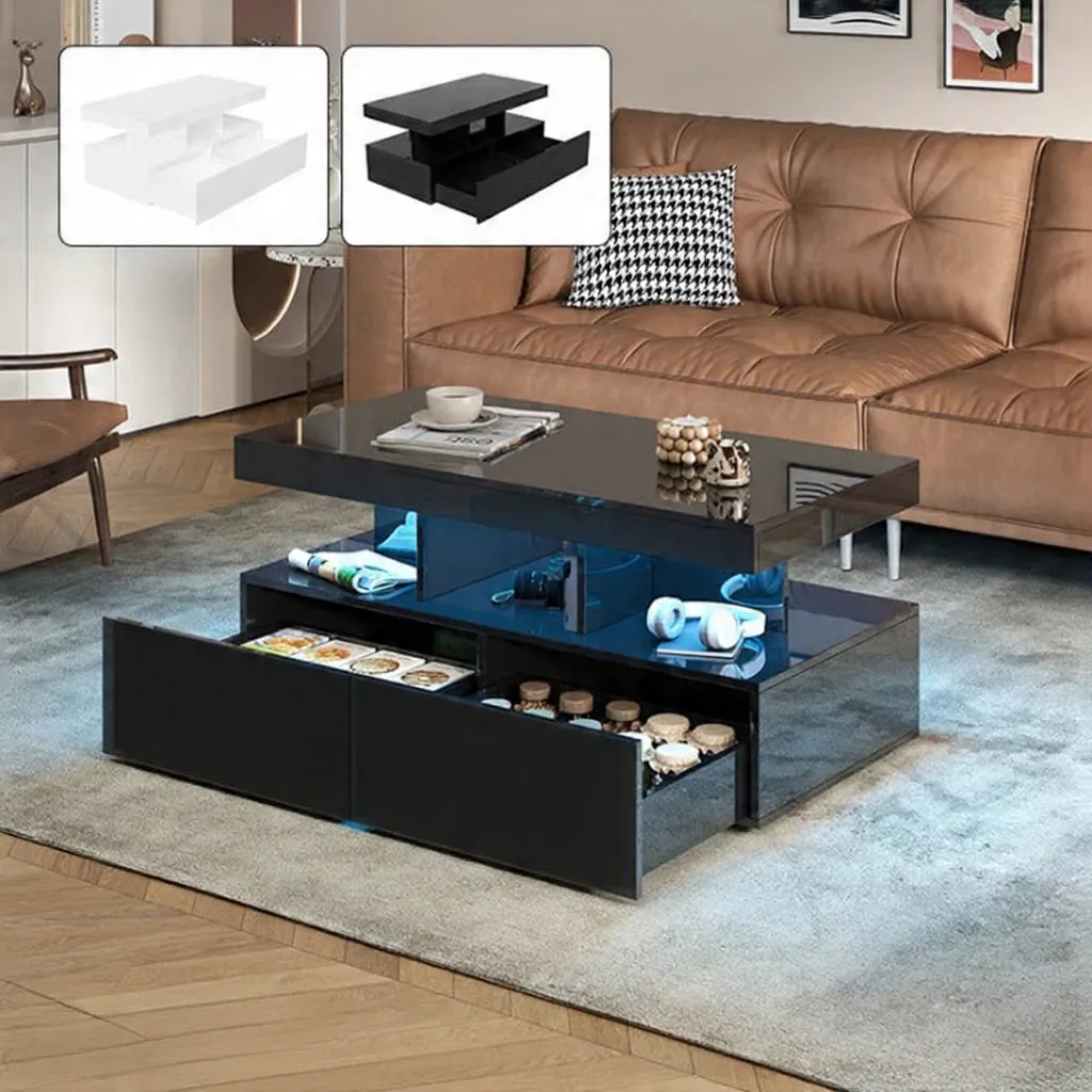 In And OutdoorMatch Couchtisch 104x53 cm mit LED 2 Laden