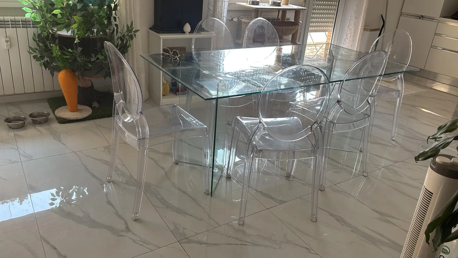 Kave Home Glastisch 180 x 90 cm Transparent Gehärtetes Glas