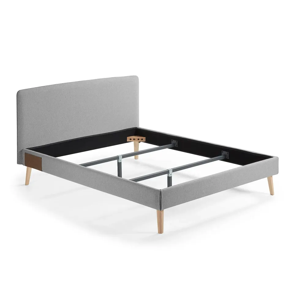 Kave Home Dyla Polsterbett 150x190 Stoff grau