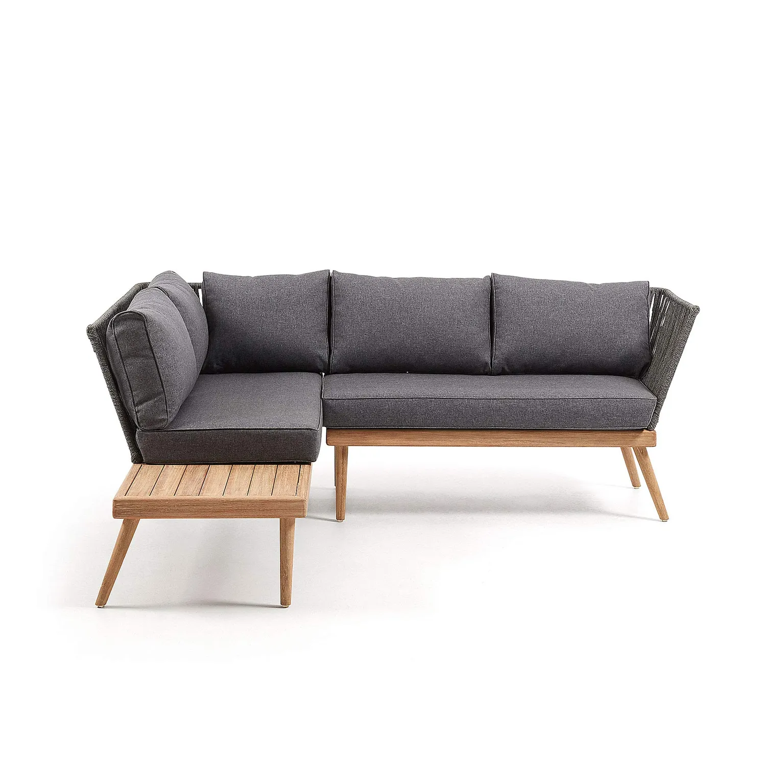 Kave Home Ramson Ecksofa grau Eukalyptusholz 5-Sitzer