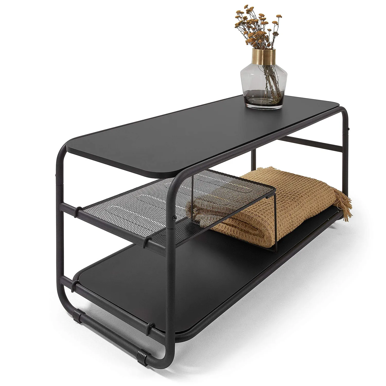 Kave Home Academy TV-Lowboard Stahl Schwarz 98 cm