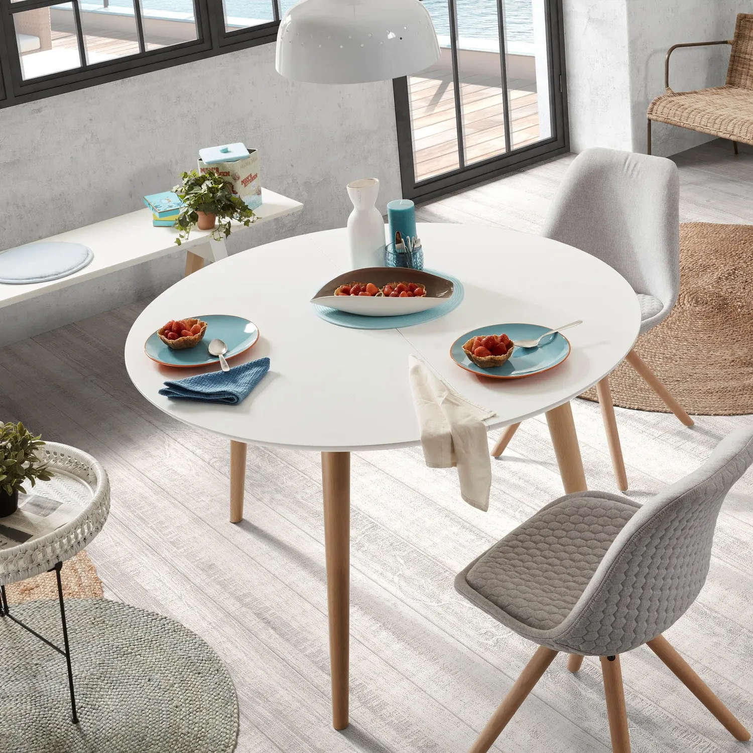 Kave Home Oqui Ausziehtisch weiss 120-200 cm ausziehbar