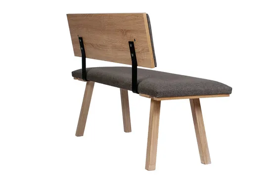 Kundler Home Die Klassische Sitzbank 125 cm Grau mit Lehne