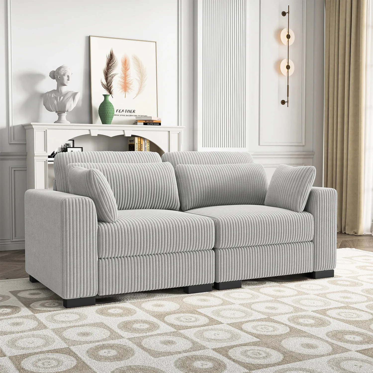In And OutdoorMatch 2-Sitzer Cord Sofa Grau 188 cm Cordstoff