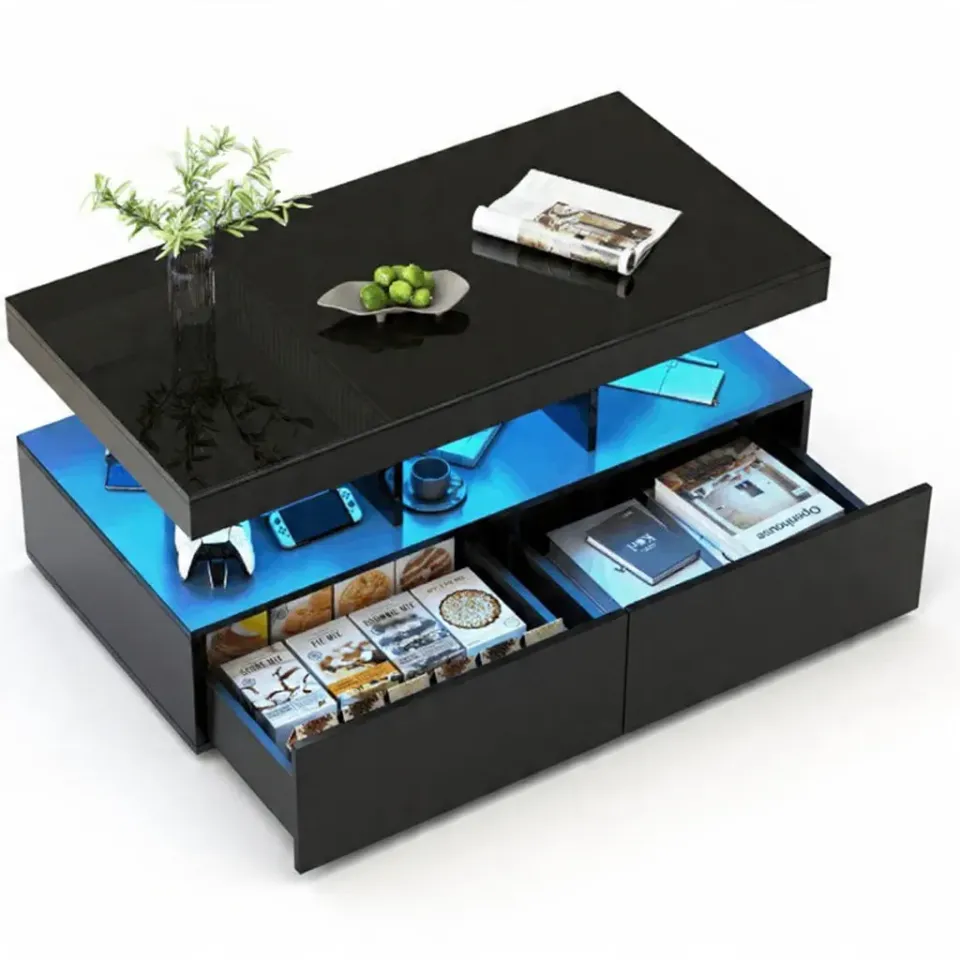 In And OutdoorMatch Couchtisch 104x53 cm mit LED 2 Laden