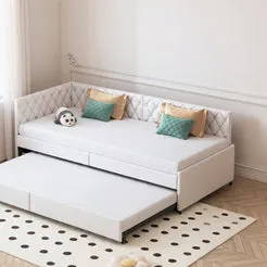 In And OutdoorMatch Schlafsofa Velours 90x200 Grau-Weiß