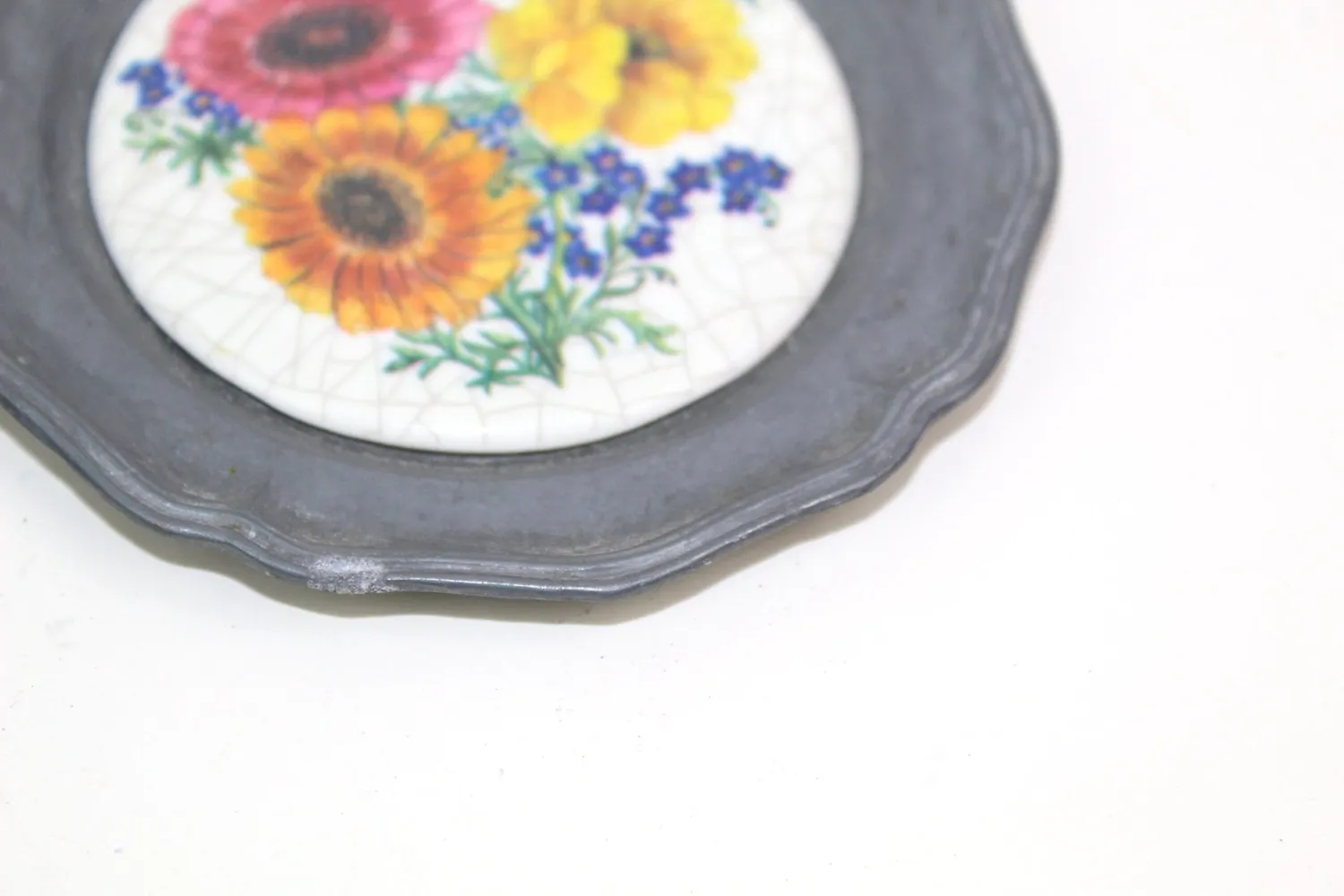 Mon Ami(e) Vintage Wandteller Zinn Blumen 2er-Set 10 cm