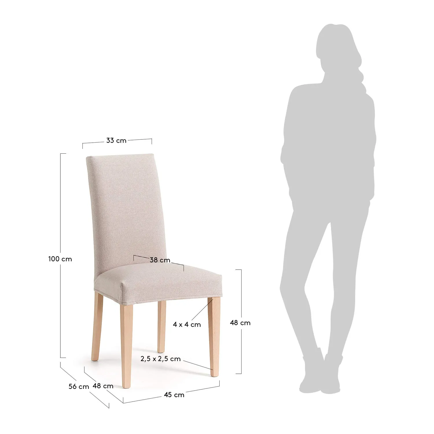 Kave Home Freda Esszimmerstuhl beige abnehmbar Buche